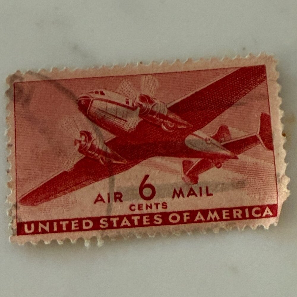 6¢ DC-4 Skymaster US Air Mail Stamp - Posted